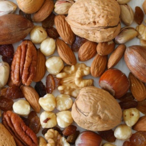 Selecion Of Nuts, Almonds And Sultanas, Close Up